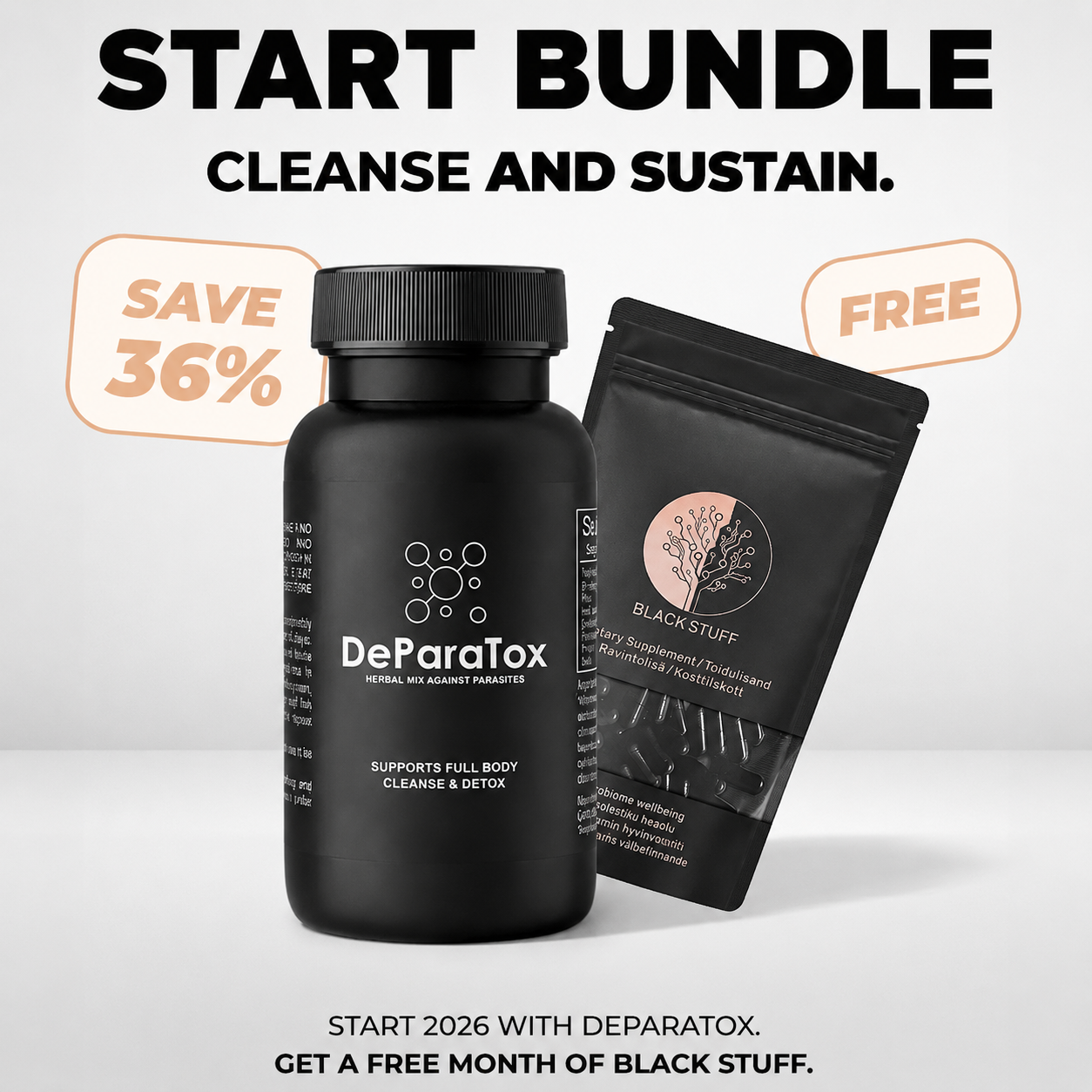 JANVĀRA DETOKSA KOMPLEKTS (DeParaTox + BLACK STUFF)